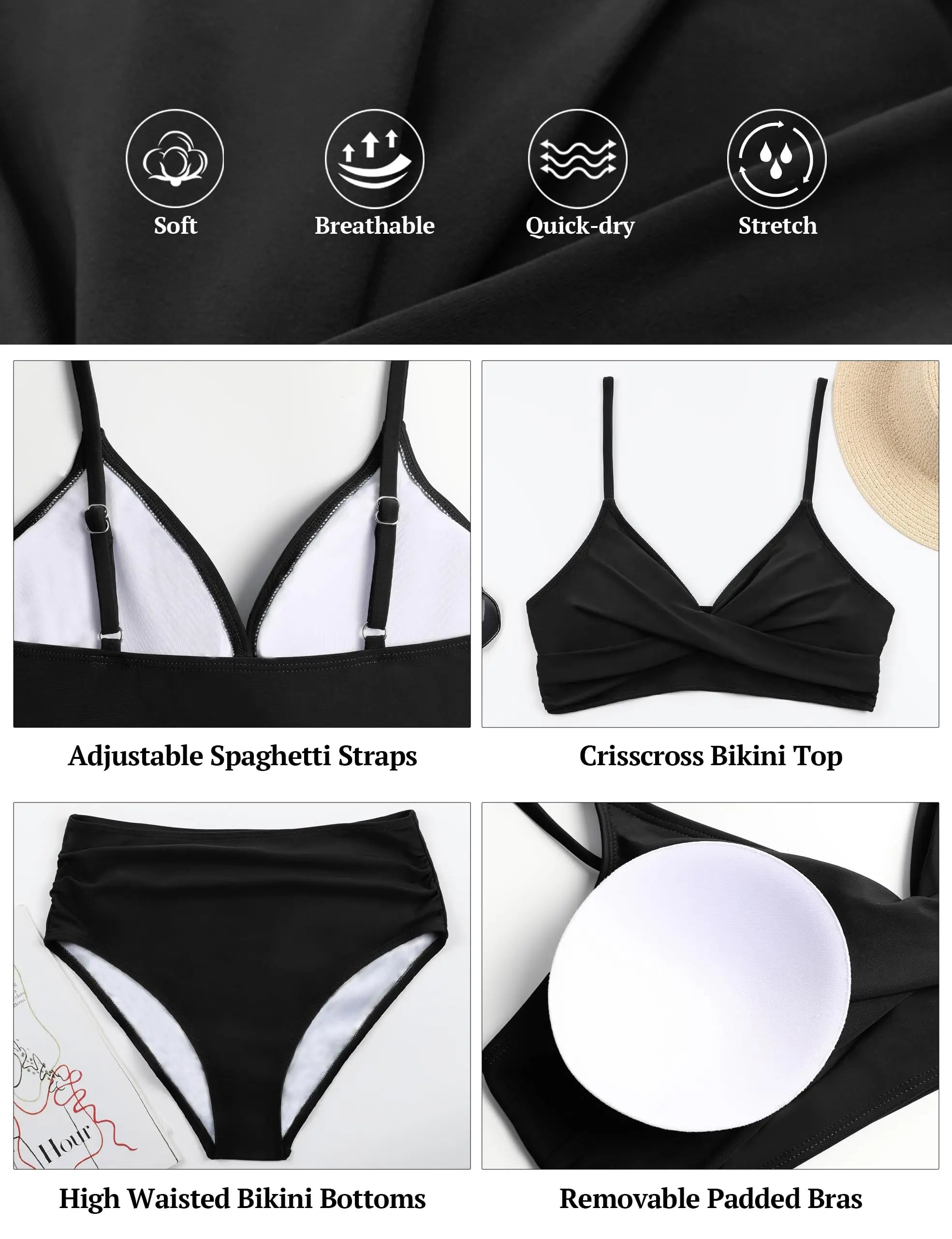 Women's V-Neck Bikini Set - Tummy Control Swimwear