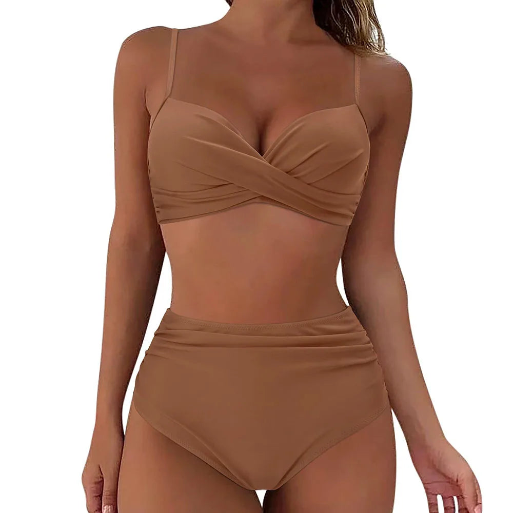 Women's V-Neck Bikini Set - Tummy Control Swimwear