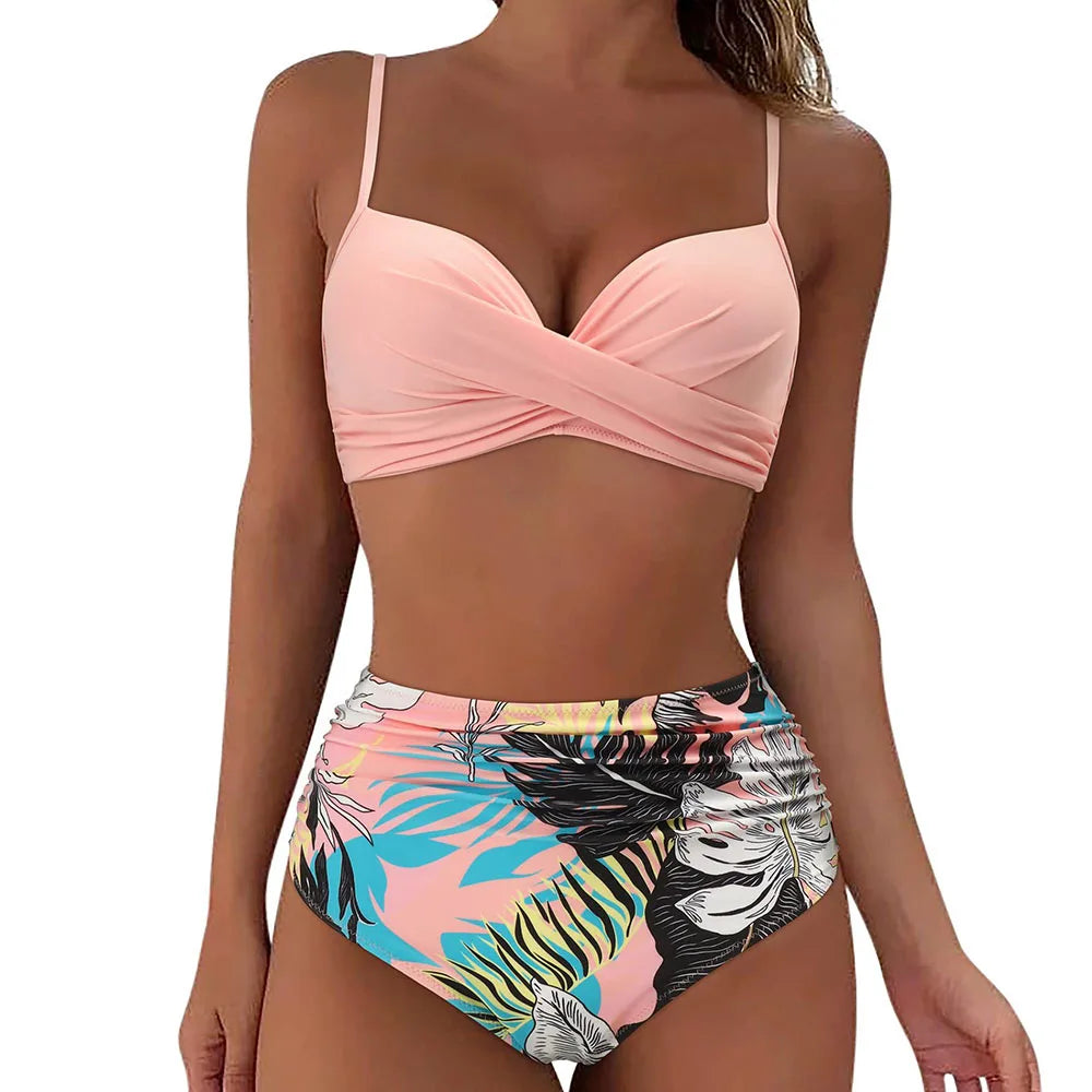 Women's V-Neck Bikini Set - Tummy Control Swimwear